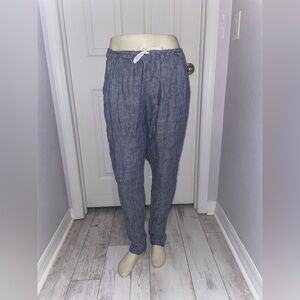 CP Shades Blue Linen Straight Leg Pants